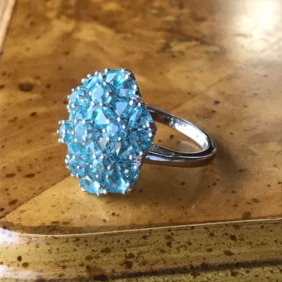 Natural Blue Apatite Sterling Silver Ring Size 5 - Picture 2 of 9